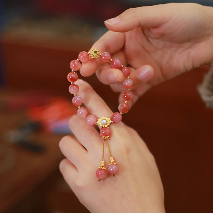 Buddha Stones925 スターリングシルバー 燕元瑪瑙 蓮の花 悟りのブレスレット