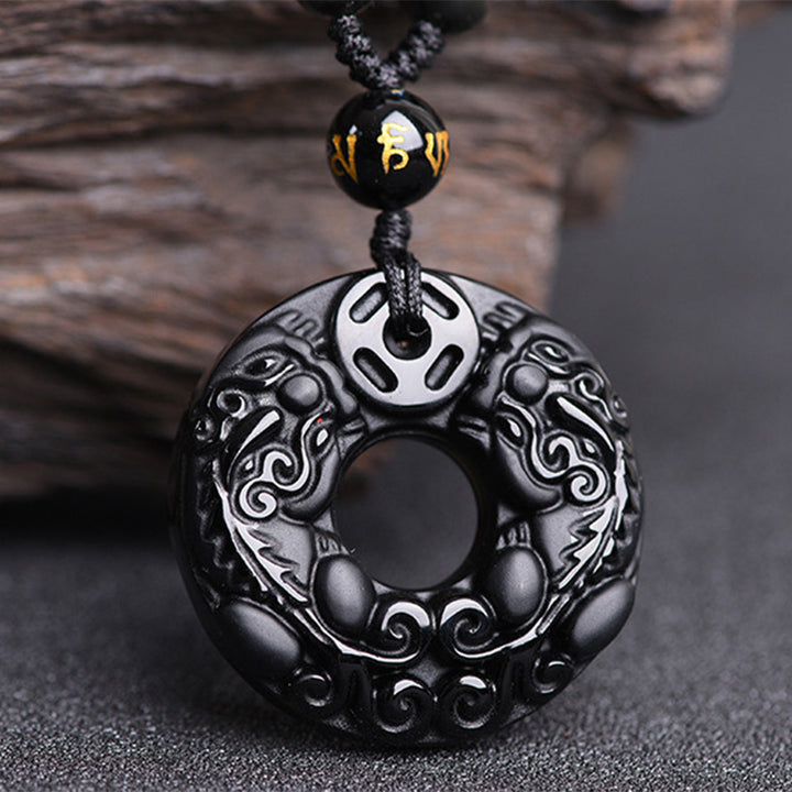 Buddha StonesPiXiu黒曜石富のペンダントネックレス - image 2