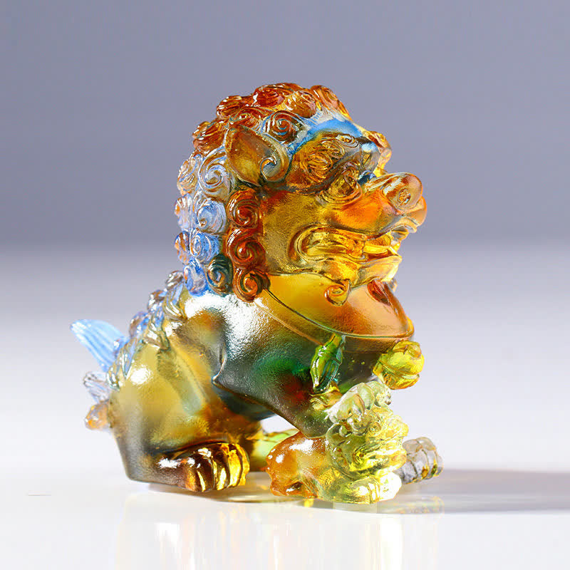 手作りのLiuliクリスタルライオンアートピースの強さホームオフィスの装飾 - カラフル - image 1