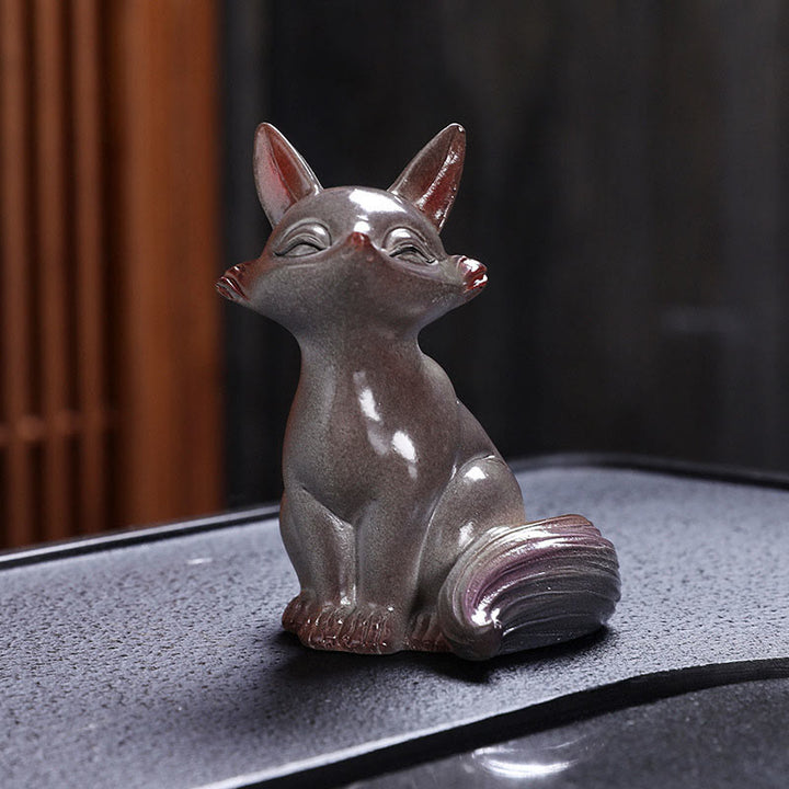 色が変わるBuddha Stones小さくてかわいいキツネのティーペット 樹脂製 置物 インテリア