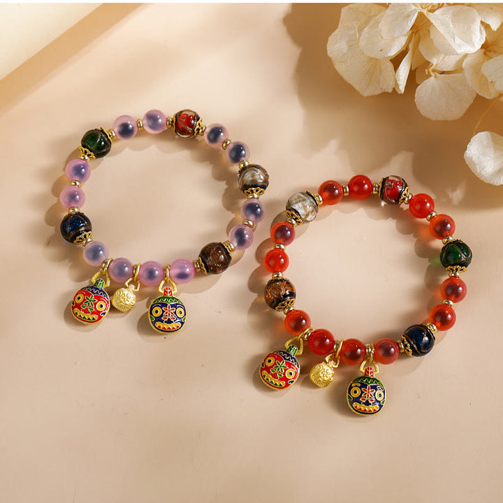 Buddha Stonesカラフル キャンディ瑪瑙 金 呑み込み獣 家族 柳 ガラス ビーズ 強さ ブレスレット