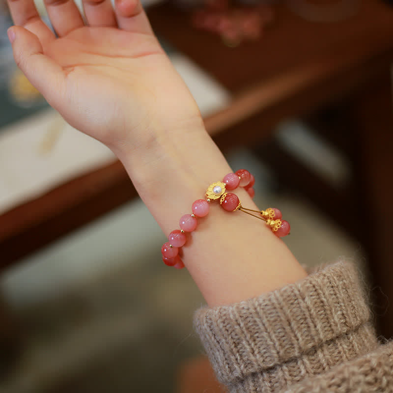 Buddha Stones925 スターリングシルバー 燕元瑪瑙 蓮の花 悟りのブレスレット