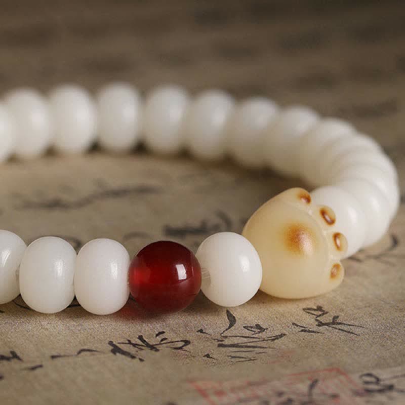 Buddha Stones天然菩提樹の愛らしい足跡 招き猫ブレスレット - image 3