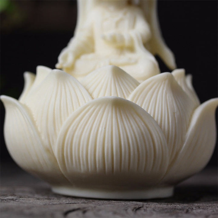 Buddha Stonesミニ象牙フルーツ観音観音菩薩蓮華富のデスク装飾