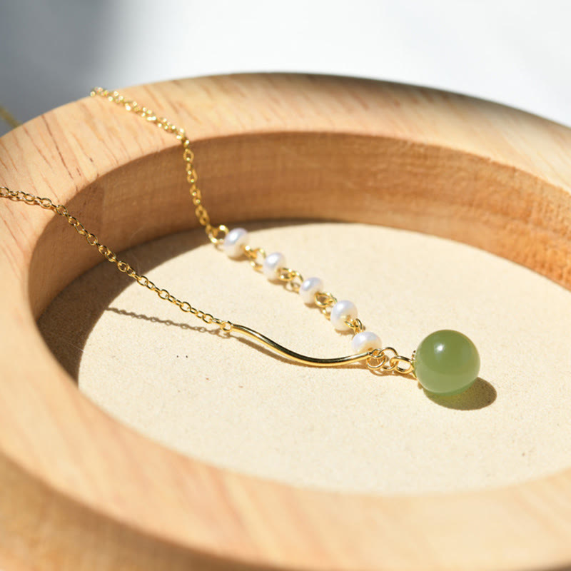 仏石天然和田翡翠パール幸運ビーズネックレスペンダント - image 4