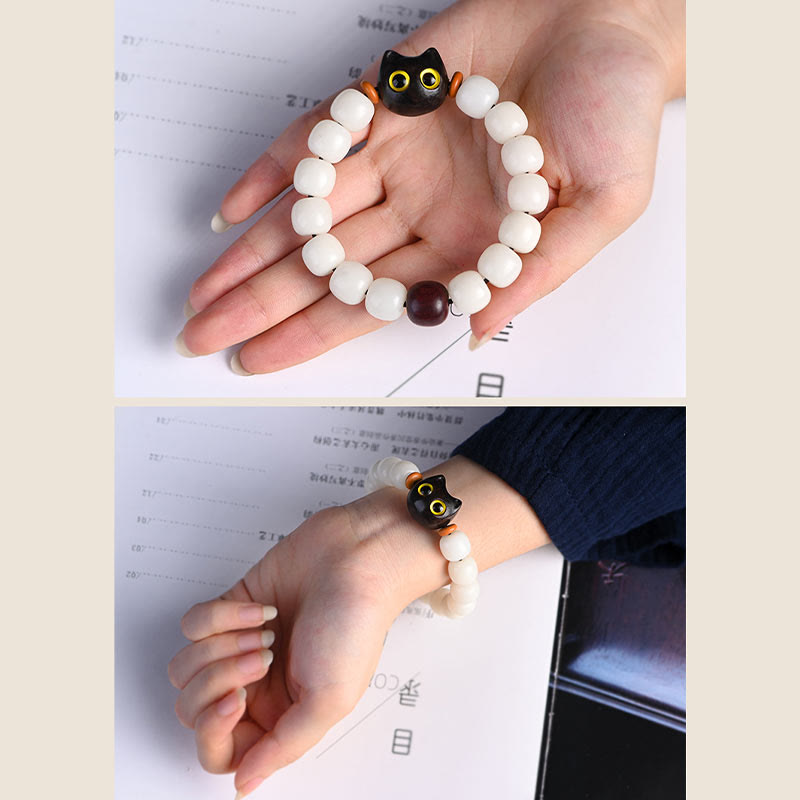 Buddha Stones天然菩提樹の小葉紫檀黒檀招き猫 知恵のブレスレット - image 18
