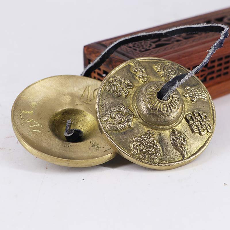 Buddha Stonesチベット ティンシャベル 六つの真実の言葉 龍 銅製 バランス装飾 バッグ付き - image 10