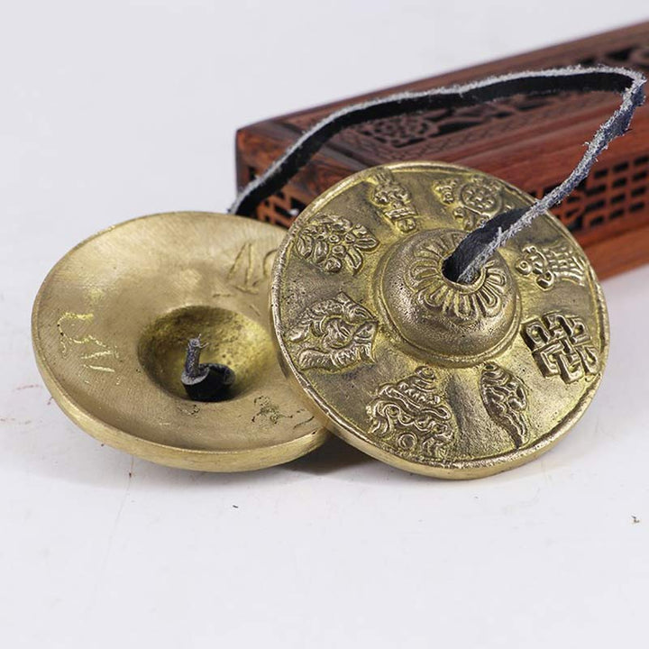 Buddha Stonesチベット ティンシャベル 六つの真実の言葉 龍 銅製 バランス装飾 バッグ付き - image 10