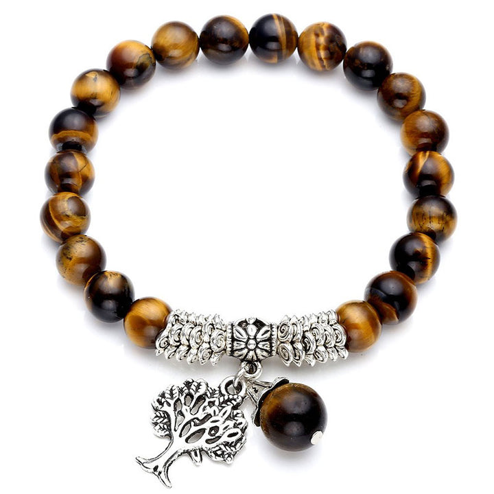 Buddha Stones天然石 生命の樹 ラッキーチャーム ストレッチブレスレット