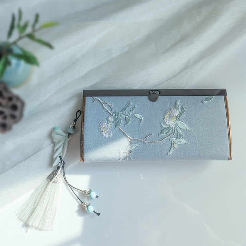 Buddha Stonesの花、梅、桃の花、竹の両面刺繍、大容量のキャッシュホルダーウォレット、ショッピングバッグ - image 12