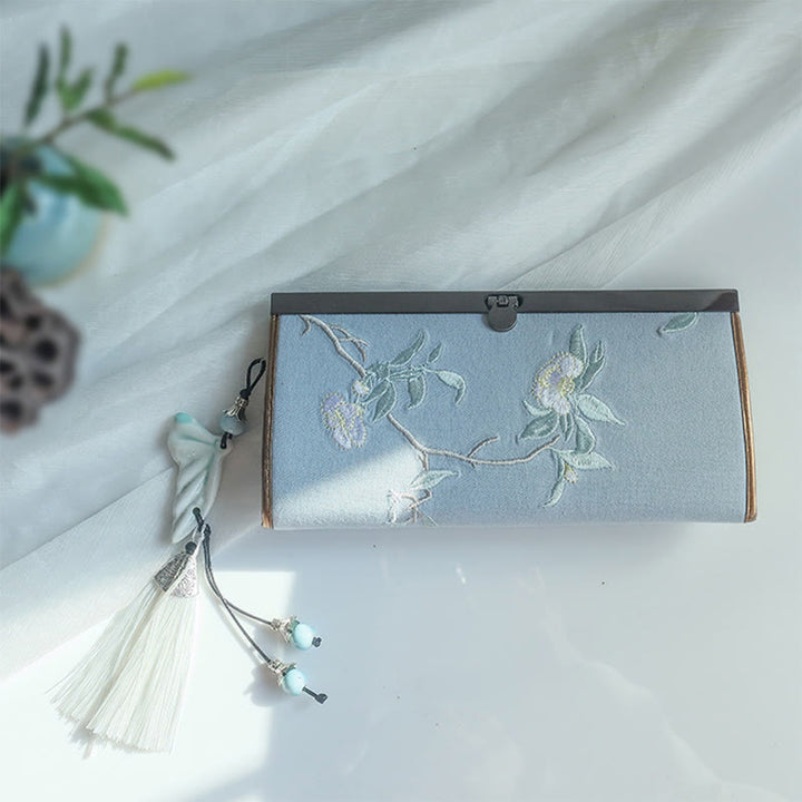 Buddha Stonesの花、梅、桃の花、竹の両面刺繍、大容量のキャッシュホルダーウォレット、ショッピングバッグ - image 12