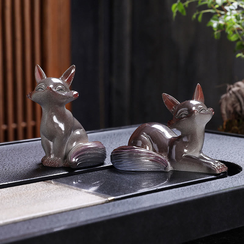 色が変わるBuddha Stones小さくてかわいいキツネのティーペット 樹脂製 置物 インテリア