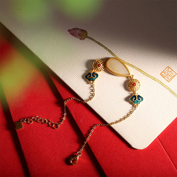 925スターリングシルバー 和田白翡翠 ウォータードロップチェーンネックレス ペンダント ブレスレット