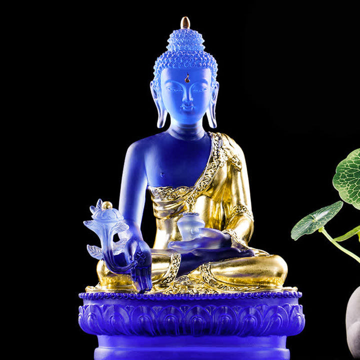 Buddha Stones薬師如来 手作り 瑠璃水晶 芸術作品 慈悲の像 自宅 オフィス 供物 装飾