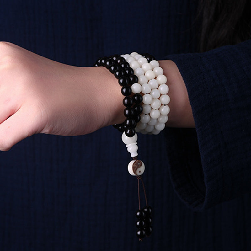 Buddha Stones黒檀YinYang守護 ネックレスMala