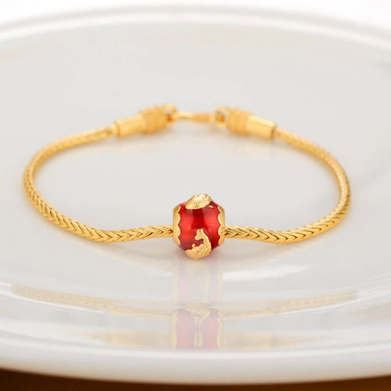 Buddha Stonesチベット 18K ゴールドオーム・マニ・パドメ・フム幸運の鯉 福 キャラクター インゴット 銅貨 平和ブレスレット
