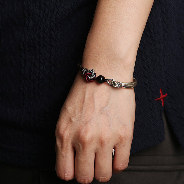 Buddha Stones925スターリングシルバー 縁起の良い龍の成功を祈る手作り編みブレスレット - image 7