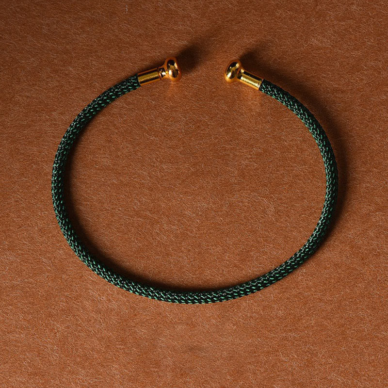 Buddha Stonesのシンプルなデザイン、手作りの幸運の編み紐カフブレスレット - ダークグリーン - image 27