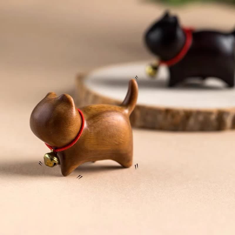 Buddha Stones緑白檀小葉紫檀かわいい猫の動物 心を落ち着かせる平和の装飾 - グリーンサンダルウッドキャット - image 0