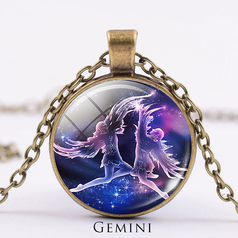 12星座の月と星空の守護の祝福ネックレスペンダント