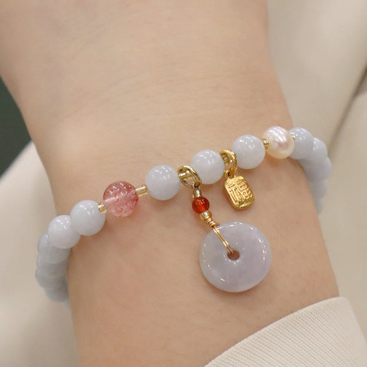 Buddha Stones天然アクアマリン カルセドニー セレニティ ウサギ ひょうたん 猫 チャームブレスレット - アクアマリン平和のお守りチャームフーキャラクター - image 12