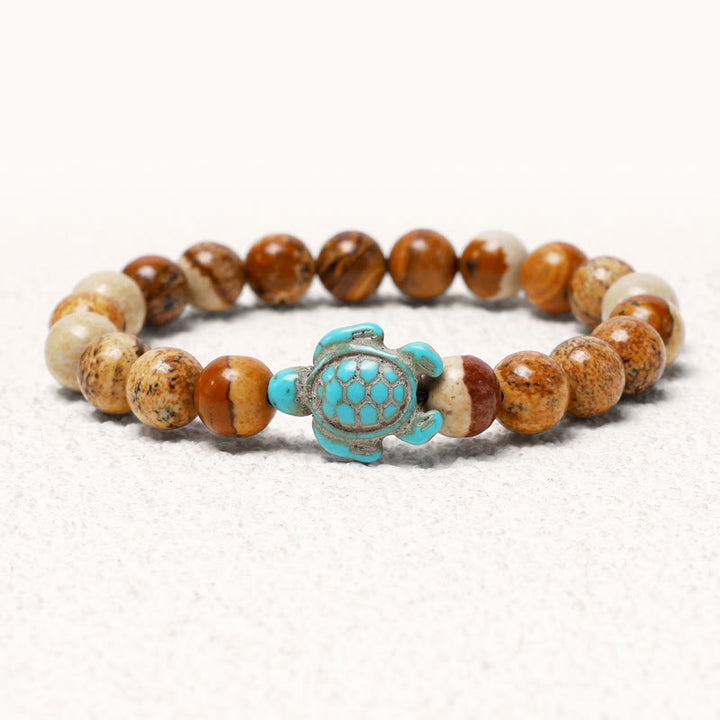 Buddha Stones天然石ウミガメターコイズ祝福ブレスレット