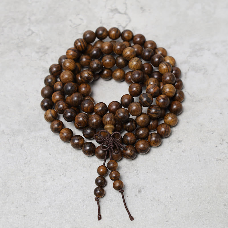 Buddha Stones108 個入りMalaビーズ ブレスレット 祈り 瞑想 白檀 弾性