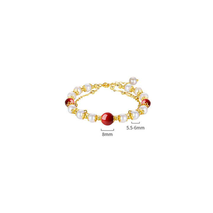 Buddha Stones925スターリングシルバー パール シナバー ウィズダムビーズ ダブルレイヤーチェーンブレスレット - image 8