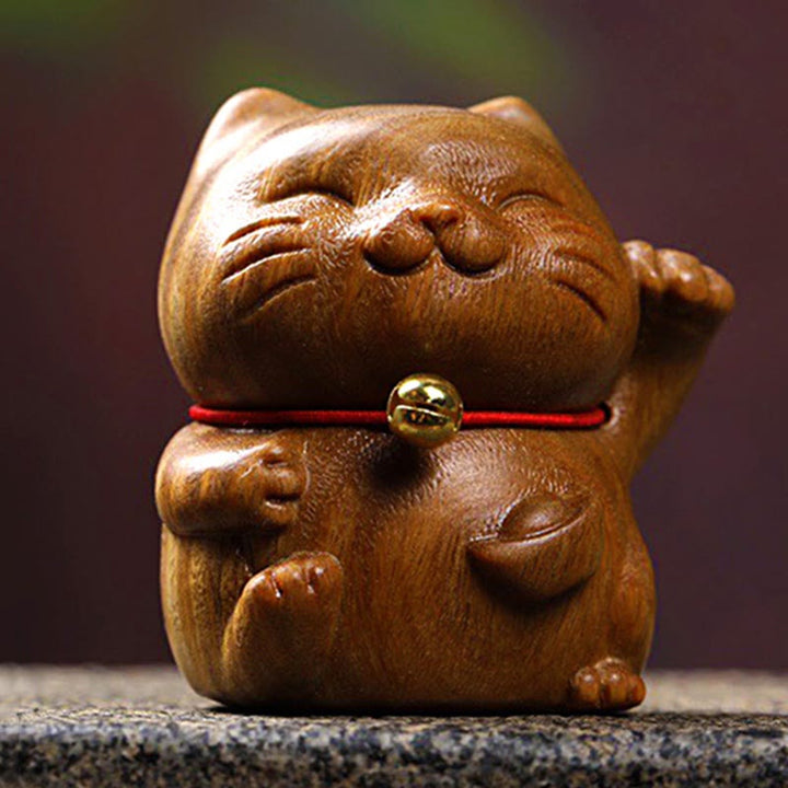 Buddha Stones緑 白檀 小型 かわいい 招き猫 平和 飾り - image 3