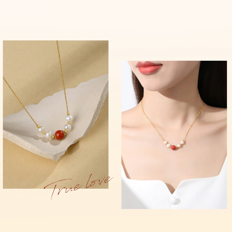 Buddha Stones925スターリングシルバー パール シナバー シンセリティヒーリングビーズチェーンネックレスペンダント - image 7