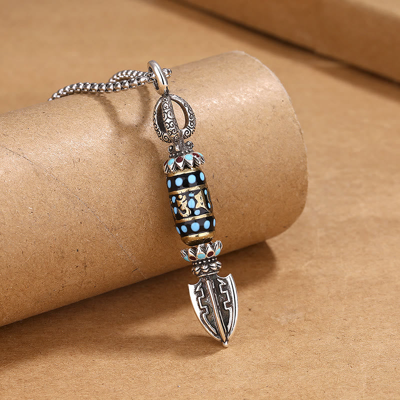 Buddha Stonesチベットオーム・マニ・パドメ・フム守護 富 回転式ネックレスペンダント - オーム・マニ・パドメ・フム-1 - image 0