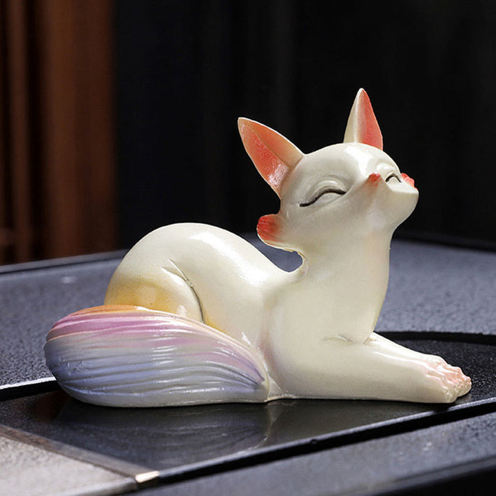 色が変わるBuddha Stones小さくてかわいいキツネのティーペット 樹脂製 置物 インテリア