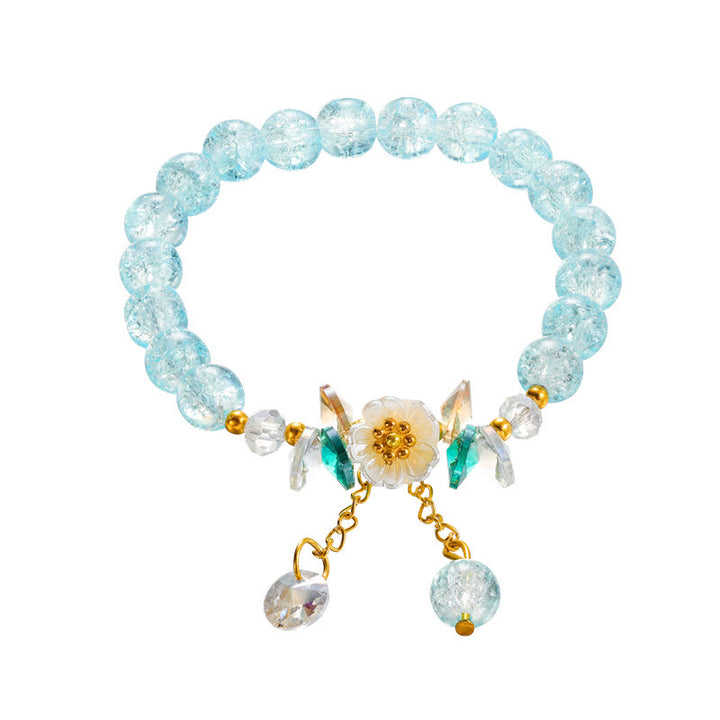 Buddha Stonesのシンプルなデザインの花のチャームガラスビーズブレスレット