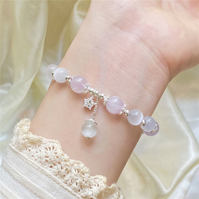 Buddha Stones925スターリングシルバー 天然アメジスト キャッツアイ スピリチュアルアウェアネススターブレスレット