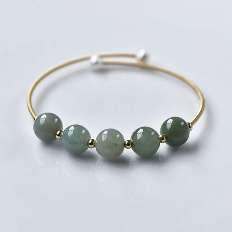 Buddha Stones翡翠の豊穣の幸運の祝福ブレスレットバングル