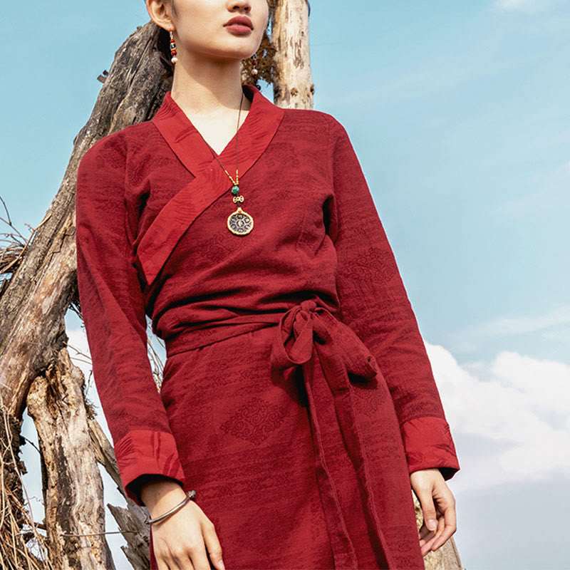 Buddha Stonesチベットドレス ラサ ロングラップドレス マキシドレス レディース ウェア