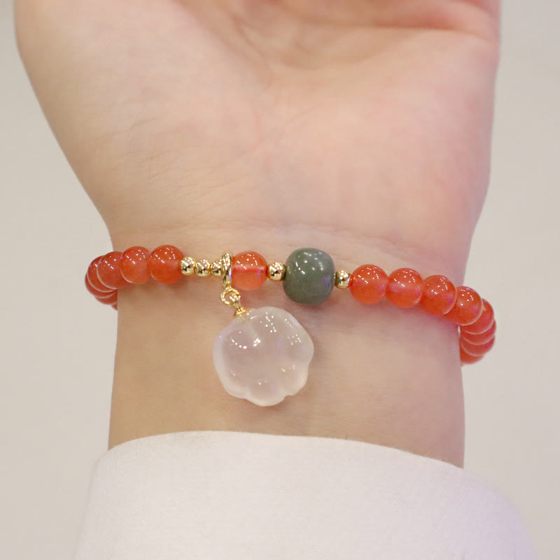Buddha Stones赤瑪瑙 玉髄 猫の足跡 翡翠 自信のブレスレット - image 2