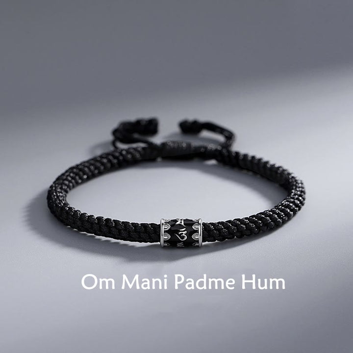 Buddha Stones925スターリングシルバーオーム・マニ・パドメ・フムフム ピース編みブレスレット