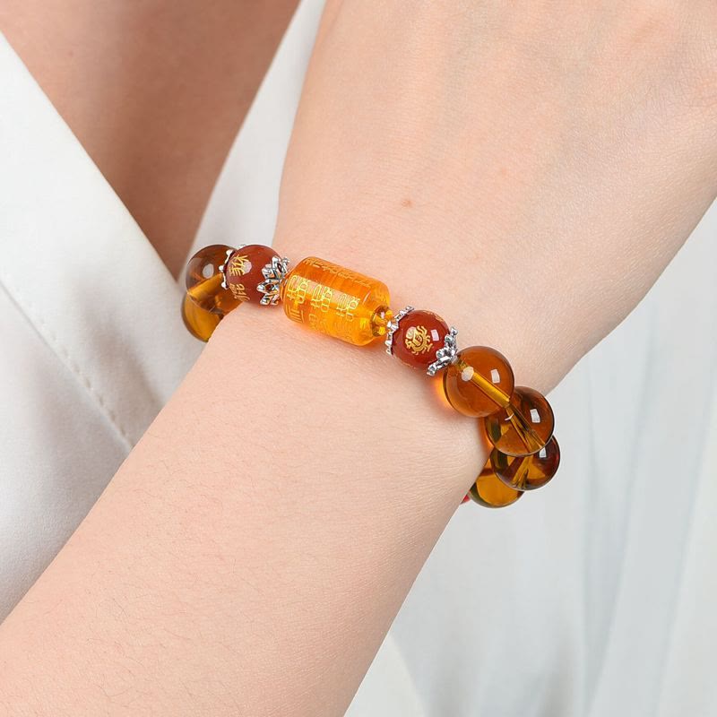 Buddha Stones天然シトリン幸運幸福ブレスレット