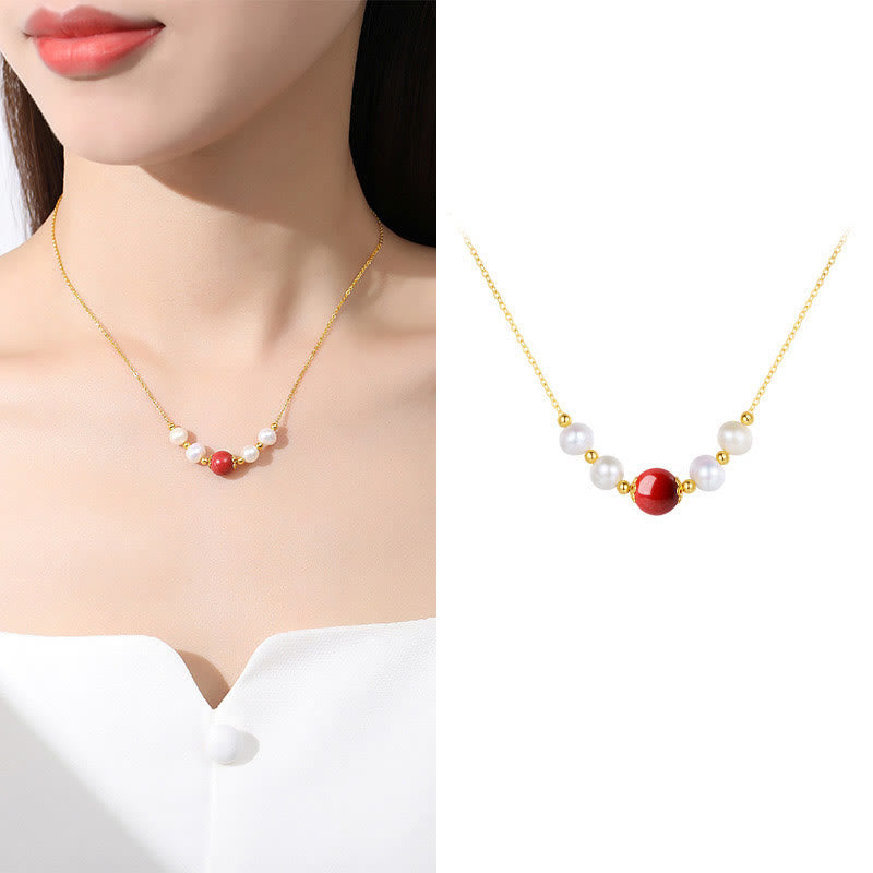 Buddha Stones925スターリングシルバー パール シナバー シンセリティヒーリングビーズチェーンネックレスペンダント - image 8