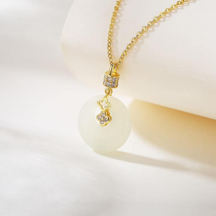 Buddha Stones 925スターリングシルバー 和田白翡翠コインフラワー平和のお守りチャーム幸運ネックレスペンダント - 花白翡翠 - image 5
