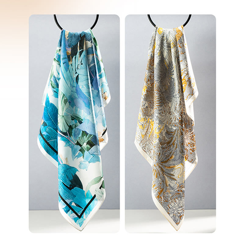 Buddha Stonesジャングル油絵吉兆雲100%マルベリーシルクスカーフプレミアムグレード6A両面シルクネックスカーフ - image 30