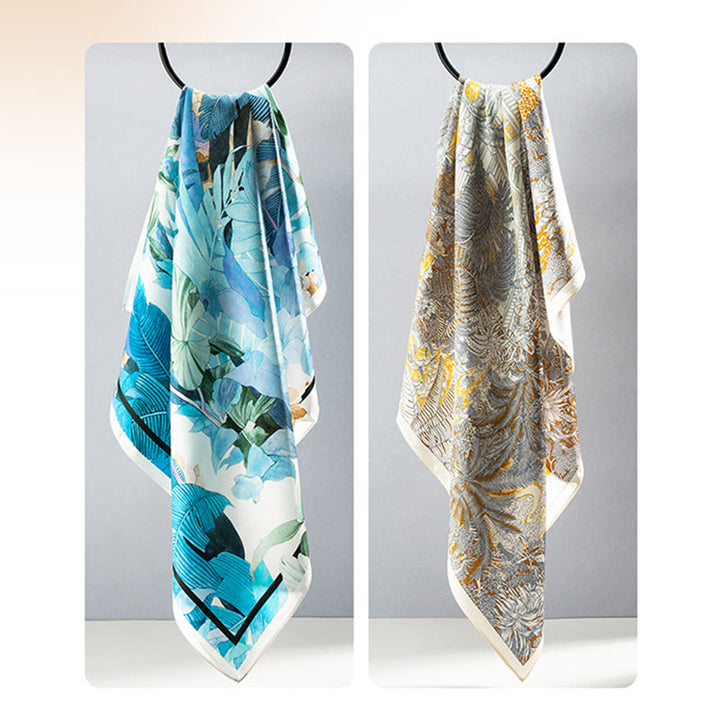 Buddha Stonesジャングル油絵吉兆雲100%マルベリーシルクスカーフプレミアムグレード6A両面シルクネックスカーフ - image 30