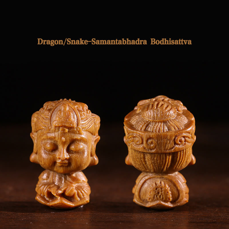 十二支誕生仏、緑の白檀の蓮の彫刻、ポジティブな家の装飾 - 龍・蛇・釈迦如来菩薩 - image 6