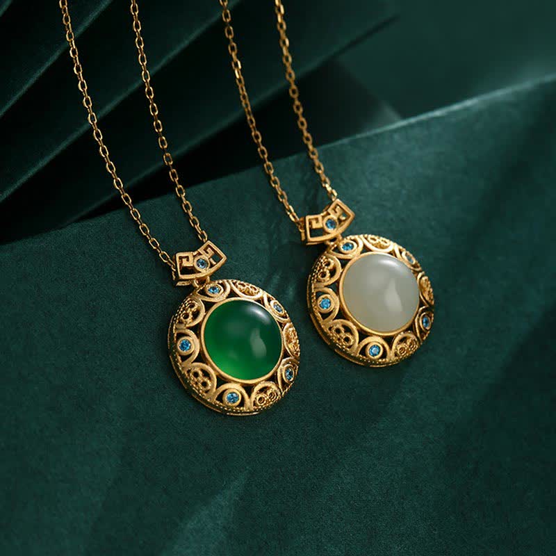 925スターリングシルバーグリーンカルセドニー和田白翡翠の強さのネックレスペンダント
