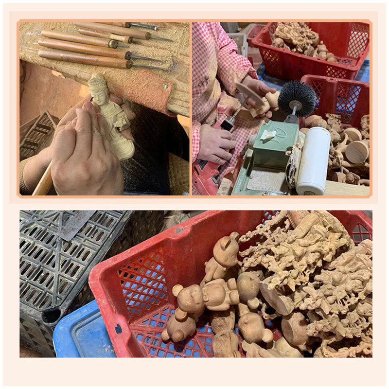 Buddha Stones緑白檀小葉紫檀かわいい猫の動物 心を落ち着かせる平和の装飾 - image 44