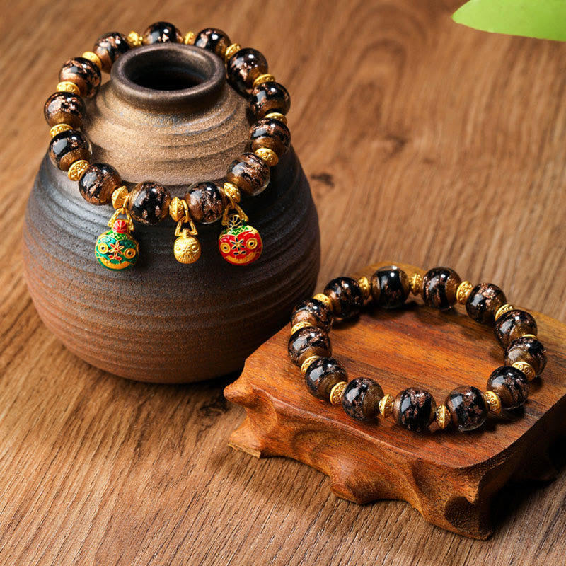 Buddha Stones金呑み獣ファミリーチャーム 琉璃ガラスビーズ幸運繁栄ブレスレット - image 9