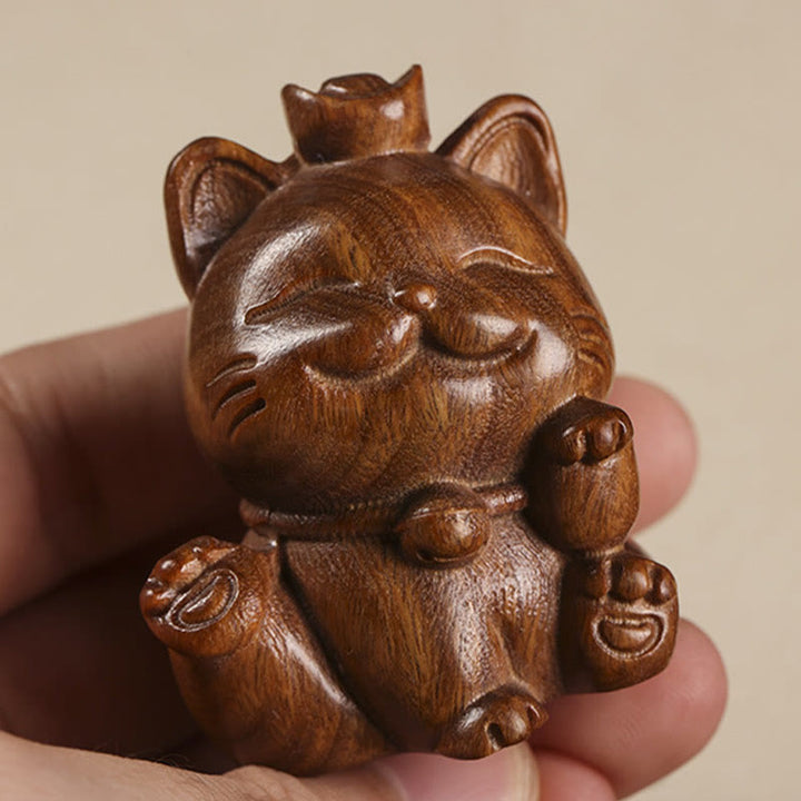 Buddha Stonesミニグリーンサンダルウッドインゴットラッキーキャット彫刻平和デスクデコレーション - image 12
