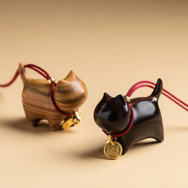Buddha Stones黒檀緑 白檀 招き猫 福 キャラクター幸運繁栄ベル バランス 車 吊り下げ 飾り - image 2