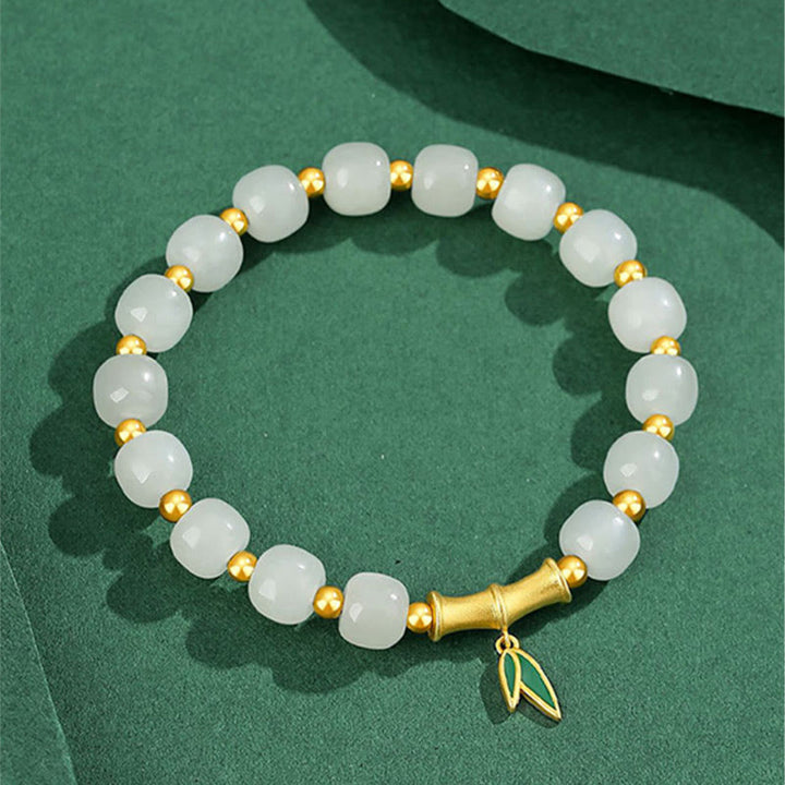 Buddha Stones925スターリングシルバー和田白翡翠竹製幸運ブレスレット - image 4
